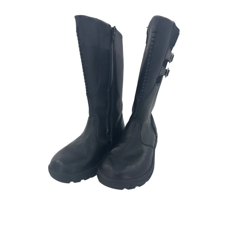 Keen Bern Girls Size 1 Waterproof Leather Knee-High Boots Zipper & Buckle